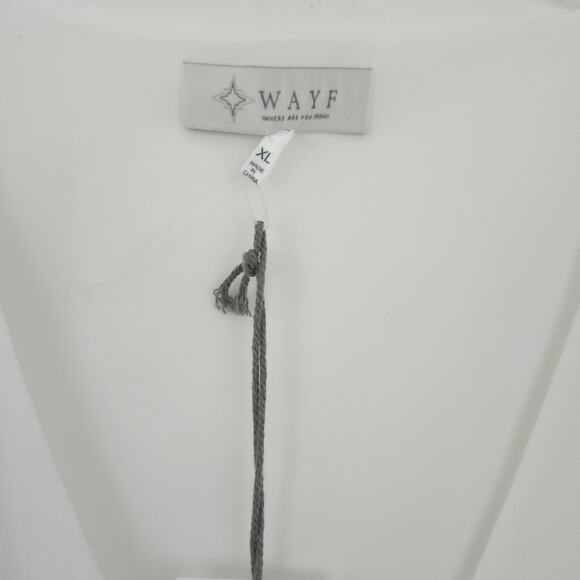 NEW WAYF Semisheer Blouse XL White Long Sleeve, Front Tie Boho Career Casual - Picture 6 of 7